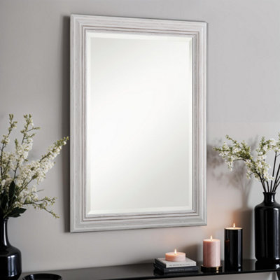 Yearn Distressed White Framed Wall Mirror 91X66Cm from B&Q