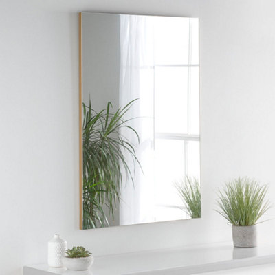 B&Q -  Minimal Wall Mirror Gold 100X70Cm