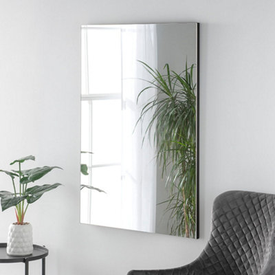 B&Q -  Minimal Wall Mirror Black 100X70Cm