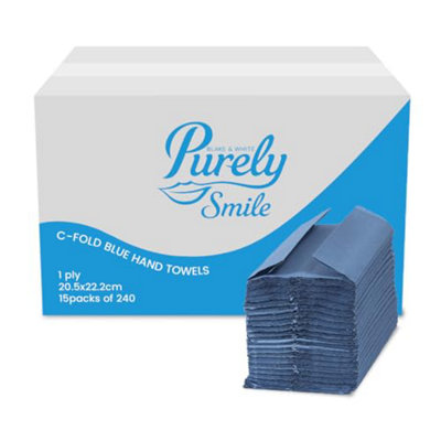 Blake & White C Fold 1 Ply Blue Paper Towels Purely Smile Disposable Hand For DispenserIdeal KitchensRestroomsOfficesAnd from B&Q