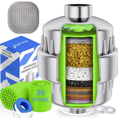 Veoryfly 36 Stage Upgraded Shower Filter With Vitamin CHigh Output Showerhead 2 Replaceable CartridgesHard Water For Removing from B&Q