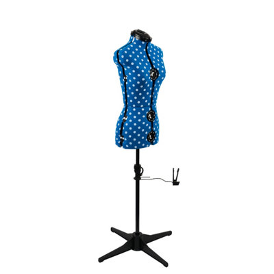 Sewing Online Adjustable Dressmakers DummyDuck Egg Blue PolkaSize: PetiteUk 6-10 from B&Q