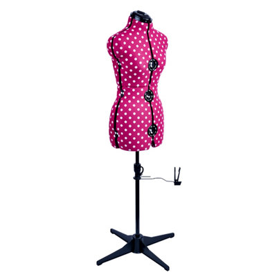 Sewing Online Adjustable 8-Part Dressmaking Dummy Uk 10-16 Cerise Polka Dot from B&Q