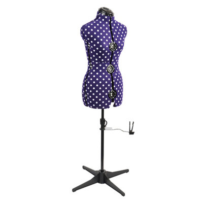 Sewing Online Adjustable 8-Part Dressmaking Dummy Uk 10-16 Purple Polka Dot from B&Q