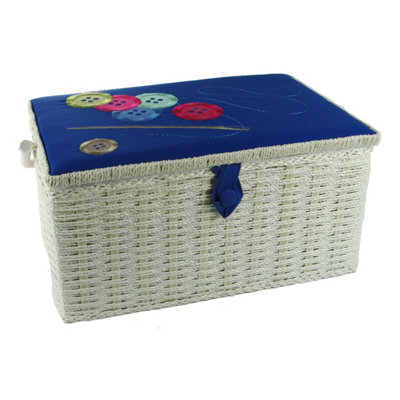 Buttons Needle Thread Blue Embroidered Large Sewing BoxSewing Online Fl-012 from B&Q