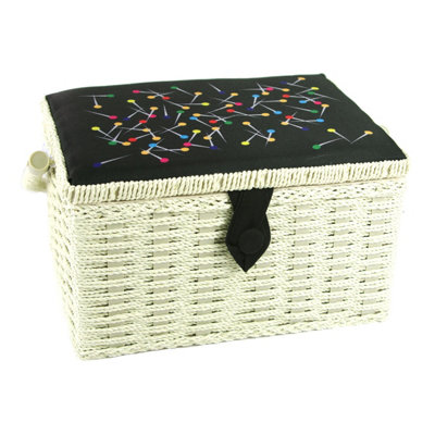 Pins And Needles Embroidered Medium Sewing BoxSewing Online Fm-014 from B&Q