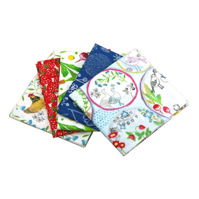 Sewing Online Fat Quarter Bundle Farm Fresh 2 Birds5 Pack CottonFabric Edition Fe0048 from B&Q