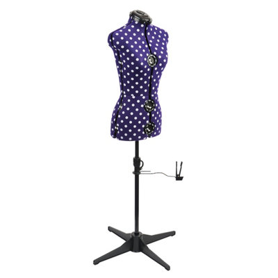 Sewing Online Adjustable 8-Part Dressmaking Dummy Uk 6-10 Purple Polka Dot from B&Q