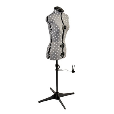 Sewing Online Adjustable 8-Part Dressmaking Dummy Uk 6-10 Grey Polka Dot from B&Q