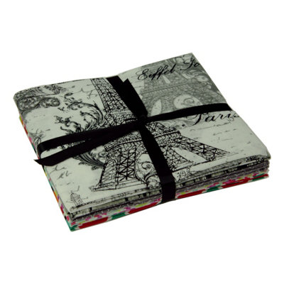 French Themed Pack Of 5 Cotton Fat QuartersSewing Online Fe0097 from B&Q