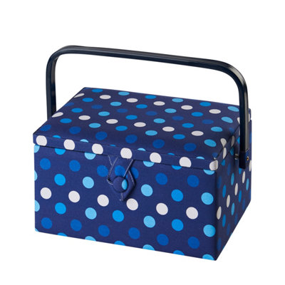 Medium Sewing Basket Navy Spot 18.5 X 26 X 15CmSewing Online Ga1123M from B&Q