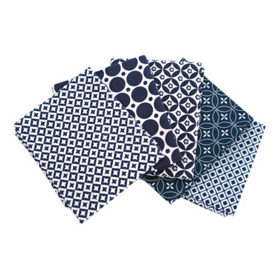 Blue & White Themed Pack Of 5 Cotton Fat QuartersSewing Online Fa228 from B&Q
