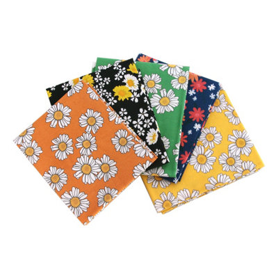 Daisies Themed Pack Of 5 Cotton Fat QuartersSewing Online Fa229 from B&Q