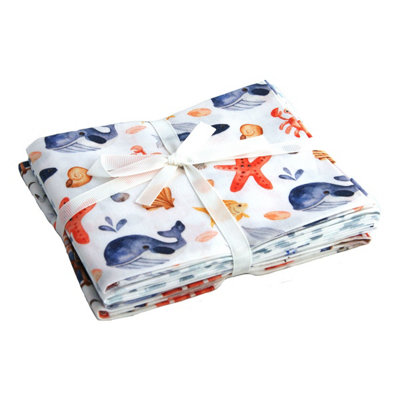 Blue Sea Whales Themed Pack Of 5 Cotton Fat QuartersSewing Online Fa233 from B&Q