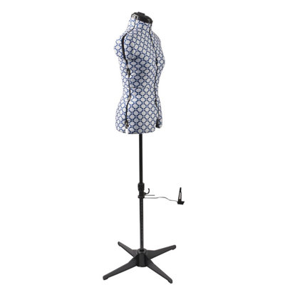 Sewing Online Adjustable Dressmakers Dummy / Trouser Form. Blue Geometric Print Medium 16-20 from B&Q