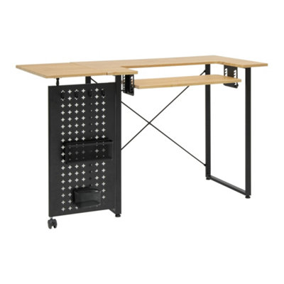 13395 Wood And Sewing Table With Fold-Out Storage Panel Black Sewing Online - Image 4