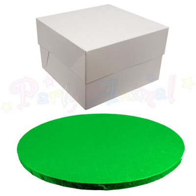 LarryRoo Round Coloured Drum Cake Board And White Transporting Box (12 InchGreen) from B&Q
