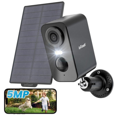 Iegeek Solar Security Camera Outdoor Wireless 5Mp Cctv With Color Night Vision, Pir Motion, Siren, Two-Way Talk, Alexa