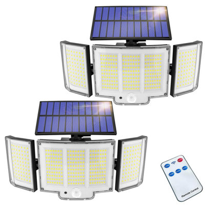 2 Pack 348 Led Solar Lights Outdoor Garden2000 Lm Ip 65 270 3 Modes Security Motion Sensor Wall Wireless from B&Q
