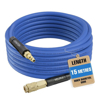 Hybrid Air Hose6 mm I.d. X 12 mm O.d. By 15 M300 Psi Working PressurePvc & Brass Construction With Bend Restrictors On Both from B&Q