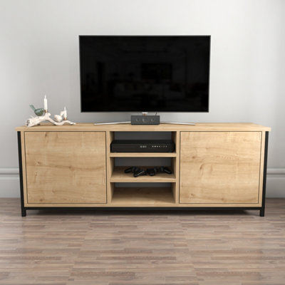 Decorotika Otis Tv Stand For Tv's Up To 63 Inch Black And Oak