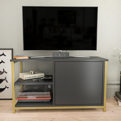 Decorotika Muskegon Tv Stand Tv Unit For Tv's Up To 63 Inch Gold And Anthracite from B&Q