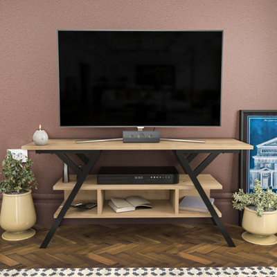 B&Q -  Minerva Tv Stand Tv Unit For Tv's Up To 55 Inch Black And Oak
