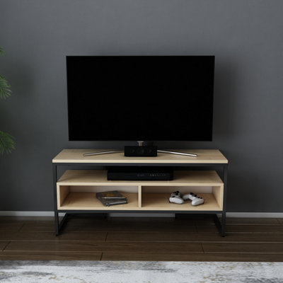 Decorotika Black Merrion Tv Stand Tv Unit For Tv's Up To 50 Inch And Oak