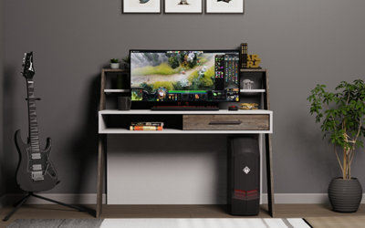 Decorotika Soho Computer Desk White Wenge from B&Q