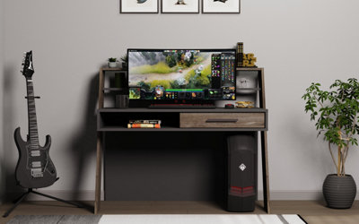 Decorotika Soho Computer Desk Anthracite Wenge from B&Q