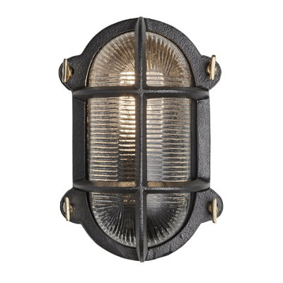 Industville Bulkhead Outdoor & Bathroom Oval Wall Light6 InchBlack from B&Q