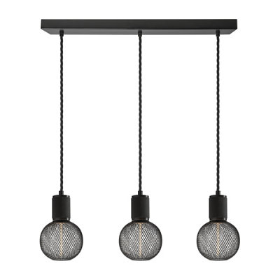 Industville Knurled Edison Cluster LightsWireBlackRectangle3 Wire from B&Q