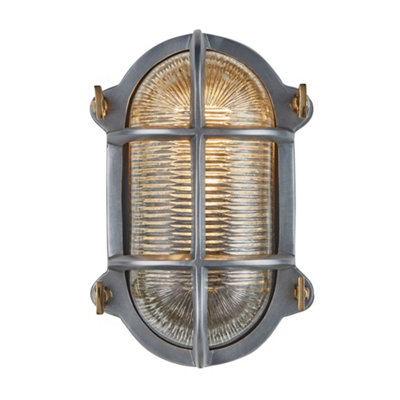 Industville Bulkhead Outdoor & Bathroom Oval Wall Light6 InchGunmetal from B&Q