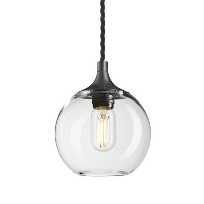 Industville Chelsea Glass Globe Pendant7 InchClear Glass Globe7 InchPewter Pendant Holder from B&Q
