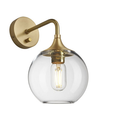 Industville Chelsea Glass Globe Wall Light7 InchClear Glass Globe7 InchBrass Wall Holder from B&Q