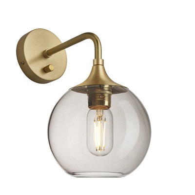 Industville Chelsea Glass Globe Wall Light7 InchMocha Glass Globe7 InchBrass Wall Holder from B&Q