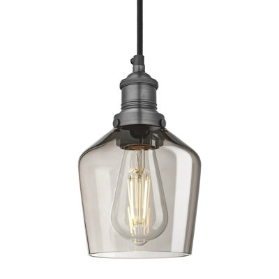 Industville Brooklyn Glass Schoolhouse Pendant Light5.5 InchMocha Glass Schoolhouse5.5 InchPewter Pendant Holder from B&Q