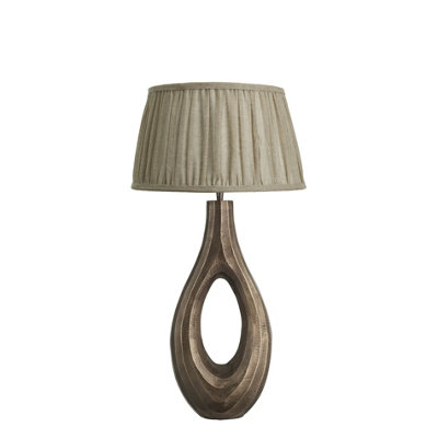 Industville Ornate Ellipse Table LampBrass BasePleated Empire Linen Shade from B&Q