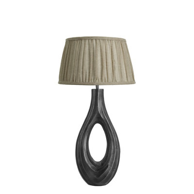 Industville Ornate Ellipse Table LampPewter BasePleated Empire Linen Shade from B&Q