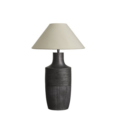Industville Ornate Vase Table LampPewter BaseNatural Cotton Coolie Empire Large Lampshade from B&Q