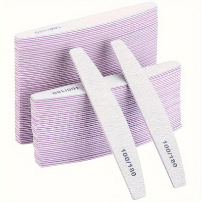 B&Q -  50 Piece Nail File Buffer Set 100/180 Grit Double Sided Half Moon