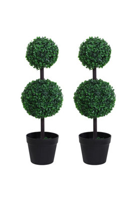 Dyzi Artificial Boxwood Ball Topiary Tree Set Indoor Outdoor Décor from B&Q