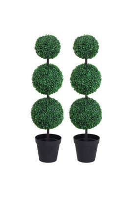Dyzi Artificial Boxwood Triple Ball Topiary Tree Set Indoor Décor from B&Q