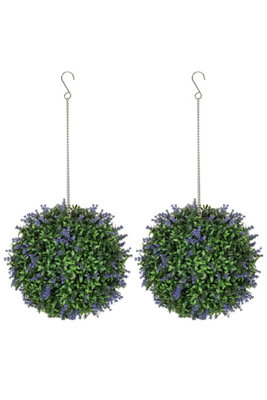 Dyzi Artificial Lavender Topiary Ball Set 27Cm Potted Decor Purple from B&Q