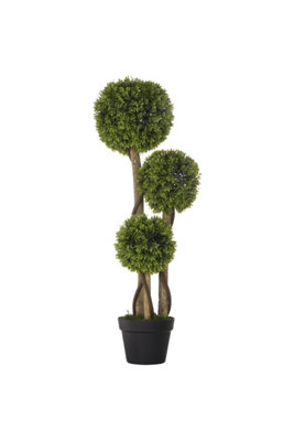 Dyzi Artificial Boxwood Triple Ball Topiary Tree 90Cm Potted Décor from B&Q