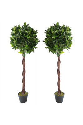 Dyzi Artificial Twisted Bay Tree Pair 120Cm Potted Décor from B&Q