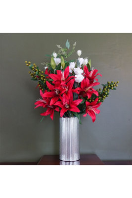 Dyzi Complete Artificial Flower Arrangement Pack With Vases