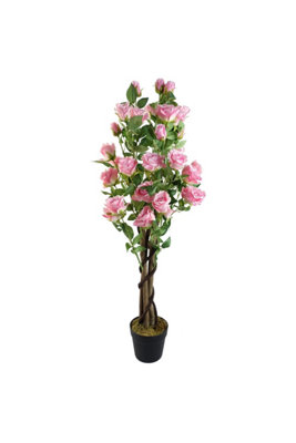 Dyzi 105Cm Artificial Rose Tree With Pink Silk Flowers from B&Q