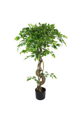 Dyzi Green 120Cm Artificial Tree With Twisted Trunk And Metal Planter from B&Q