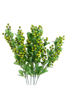 Dyzi Pack Of 6 Green Berry Stems With Plastic Leaves from B&Q